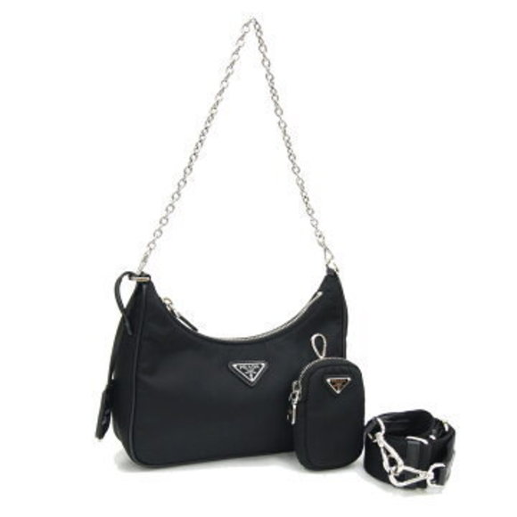 Prada Re Edition Re Nylon Shoulder Bag Black Crossbody chain pouch - Picture 1 of 5